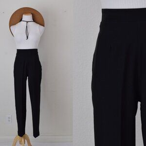 Vintage 90s Polyester High WaistedBlack Trousers size‎ 7 by Mixed Blues Clothing